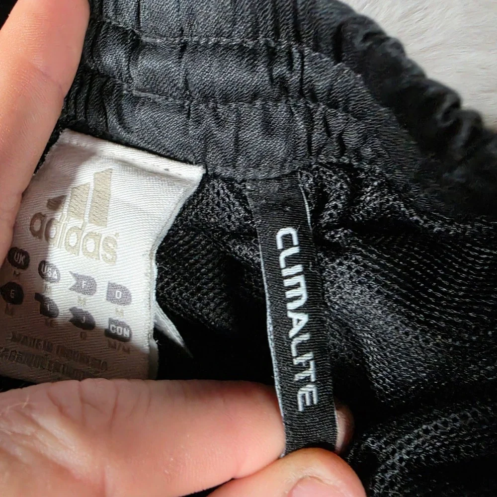 Adidas Track Pants Mens Medium Black Climalite Striped Distressed Paint Splatter